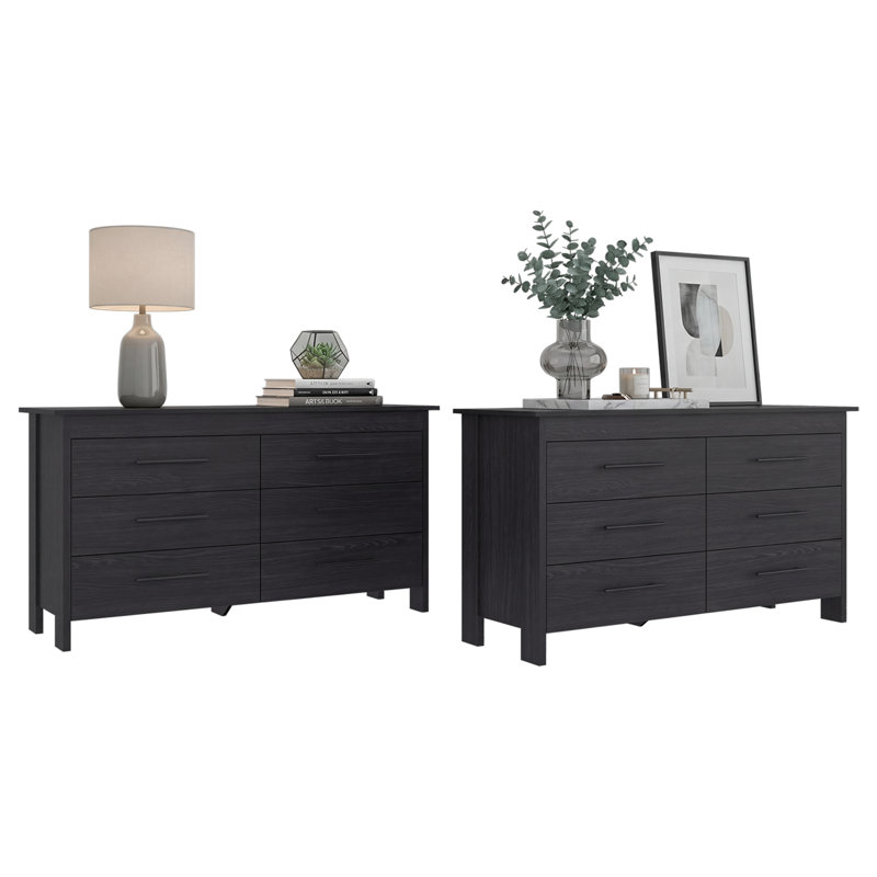 Commode 6 tiroirs Wenge, ensemble de 2