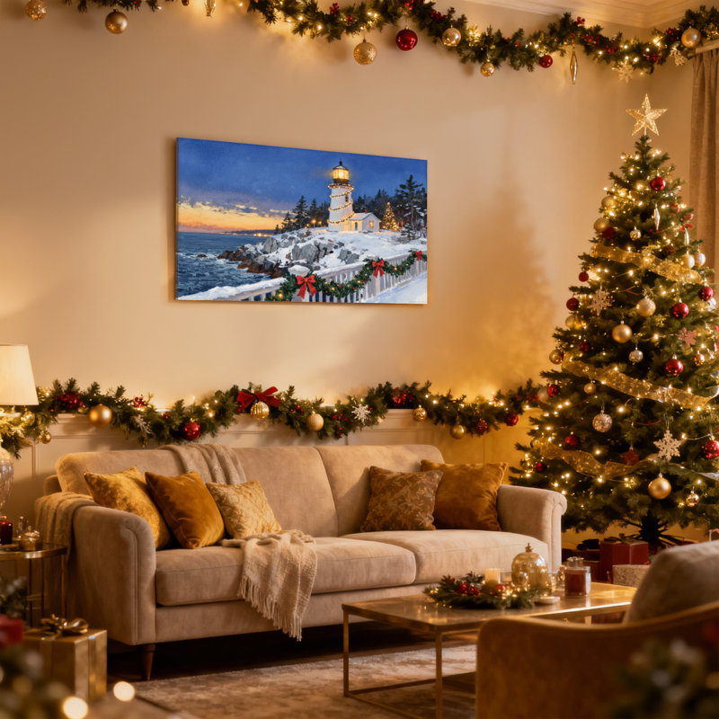 Ensemble de 3 reproductions d'art sur toile, "Christmas Winter Langle", H 12 po x l 18 po