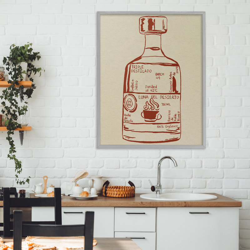 Giclée encadrée d'essence de liqueur minimale, design par Melissa Wang, Estampe numérique Farmhouse, H 30 po x l 24 po