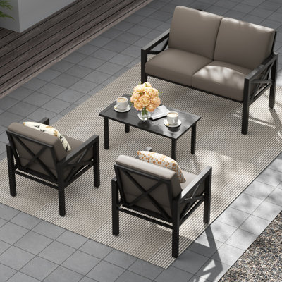 Myrtlene 4 - Person Outdoor Seating Group with Cushions