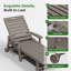 Ensemble de 2 chaises longues d'extérieur – Chaise longue inclinable en PEHD avec dossier à 5 positions, porte-gobelets et roulettes verrouillables-1774944041