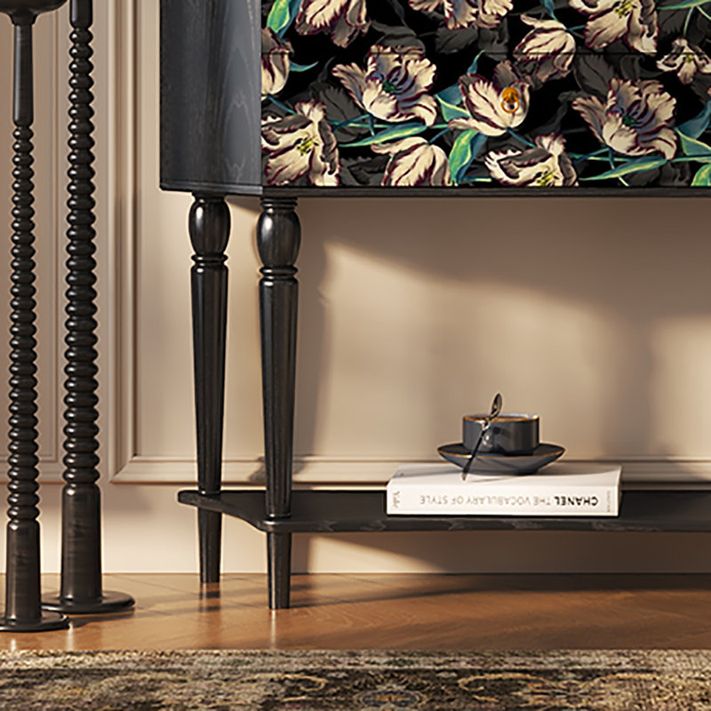 Buffet 33,5 "de style rétro, Noir, noir, noir, noir