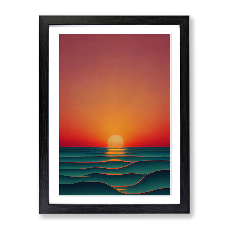 Sunset Minimalism Vol.5 - Picture Frame Print, 64cm H x 25cm W x 2cm D, Walnut