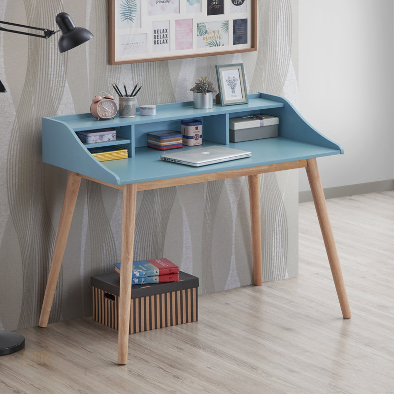 Bureau d'écriture avec huche Roskilde, H 36,8 po x l 43,3 po x P 24,5 po, Bleu