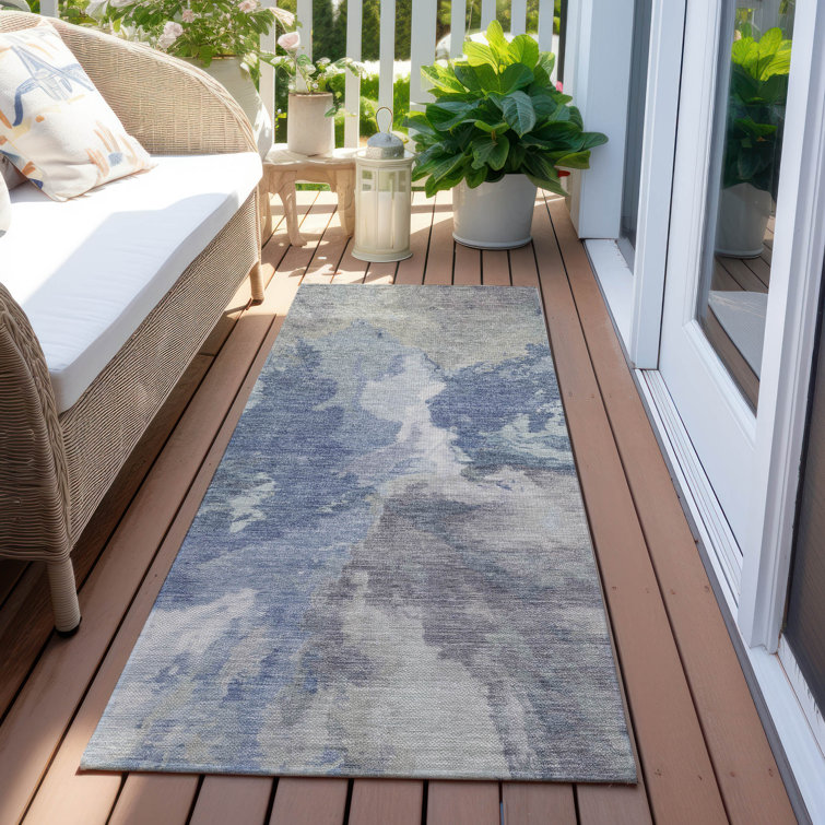 Machine Washable Indoor/Outdoor Claudian ACN1632 Denim Rug