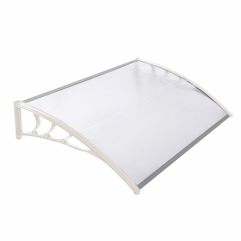Dakota Fields 120cm W x 80cm D Plastic Cover Retractable Door / Window Awning, White Frame