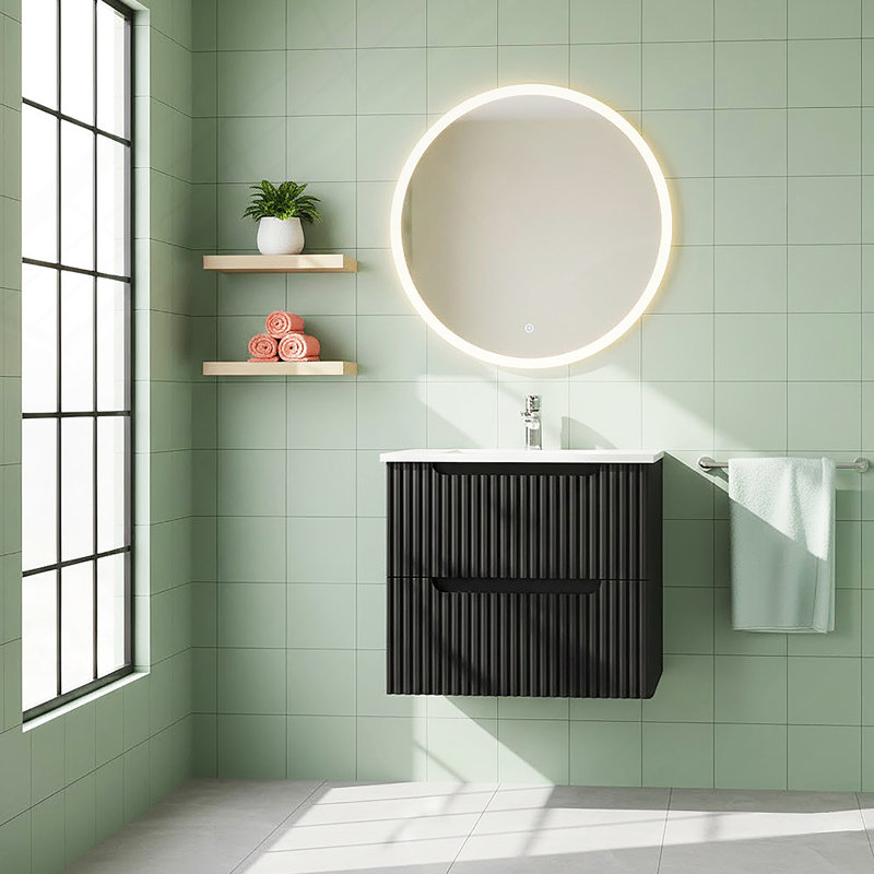 Armoire de salle de bain flottante, armoire murale pour salle de bain, Noir