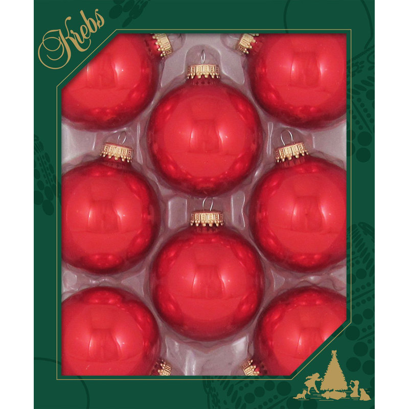 Candy Apple Red Glass Christmas Baubles Set of 8