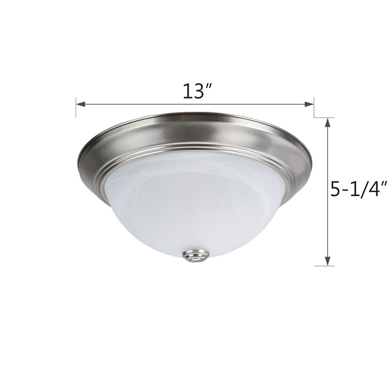Herkimer Glass Flush Mount, 5.25" H x 13" W x 13" D, Brushed Nickel