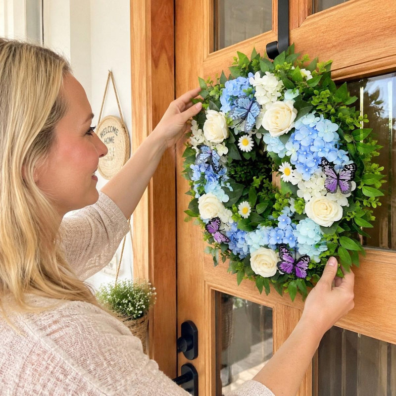 20Inch Hydrangeas Wreath For Front Door