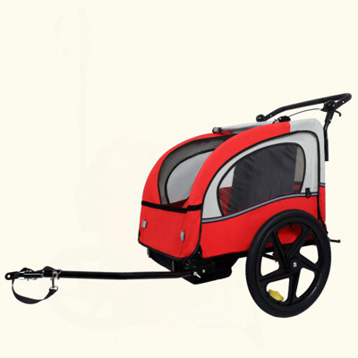 2-en-1 double 2 sièges avec harnais de sécurité à 5 points Remorque de vélo Poussette Jogger pour enfants Enfants pliable pliable avec roue avant pivotante, sac de rangement