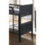 Lit simple superposé au-dessus de style transitionnel avec bois franc massif brun anthracite réversible, conception à lattes, tête de lit à panneaux et joint, bois franc de décoration de chambre à coucher avec brun et transformation en insert