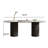 71" Mid Century Dining Table with Glossy Stone Tabletop, Rectangular  Kitchen Table with Solid Wood Double Pedestal for 6-1093348284