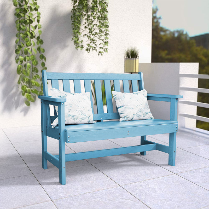 Banc d'extérieur en PEHD Genivieve, Bleu clair