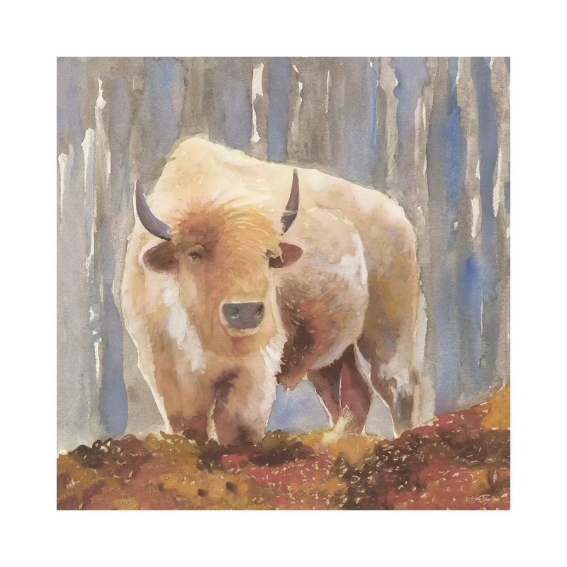 White Buffalo 1 Piece Painting on Canvas, 45.72 cm H x 45.72 cm W x 1.91 cm D, Wrapped Canvas