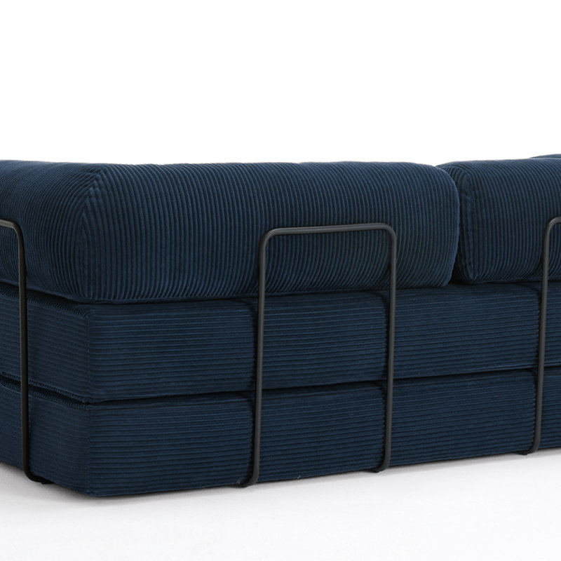 Canapé-lit rembourré convertible en velours côtelé à compression sans os - canapé de plancher pliable sans assemblage, Bleu