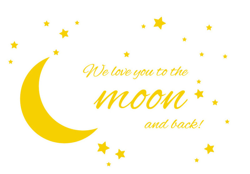 Adhésif décoratif « To the moon and back », H 44 po x l 65 po x P 0,01 po, Jaune clair