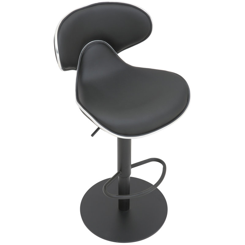 Hephaestus Swivel Upholstered Adjustable Height Counter Stool with Metal Frame, Black