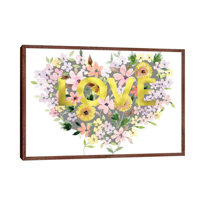Love Heart by Stephanie Ryan - Painting on Canvas, Classic Brown Wood Floater Framed, 45.72cm H x 66.04cm W x 3.81cm D
