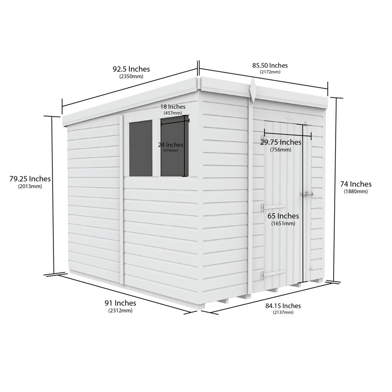 7x8 Pent Composite Shed