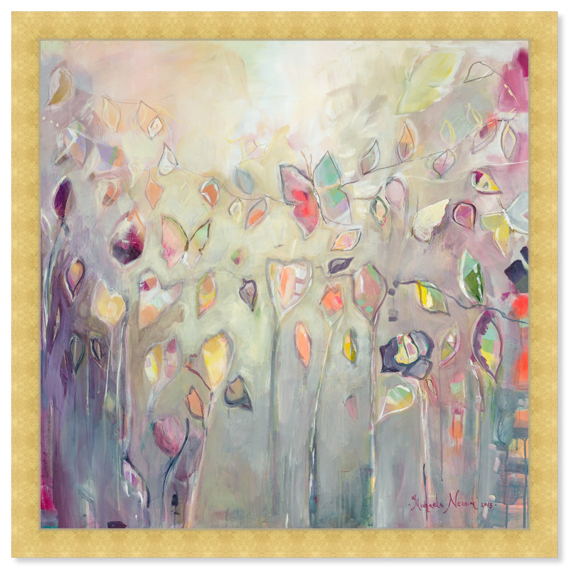 «Abstract Abstract Butterflies» par Oliver Gal - reproduction, Doré, H 26 po x l 26 po
