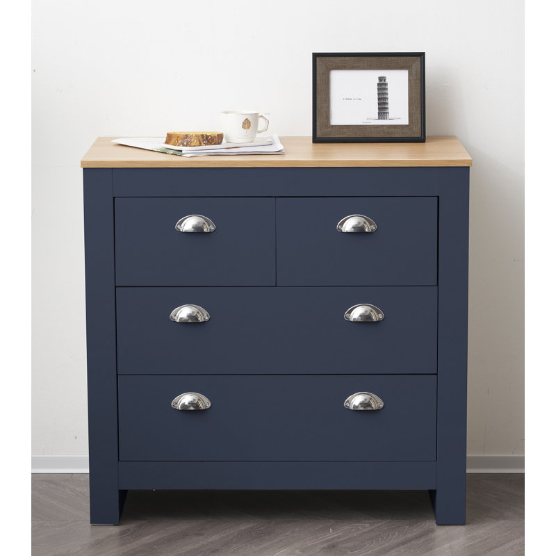 Amarelis 79cm W Chest of Drawers, Blue/Oak