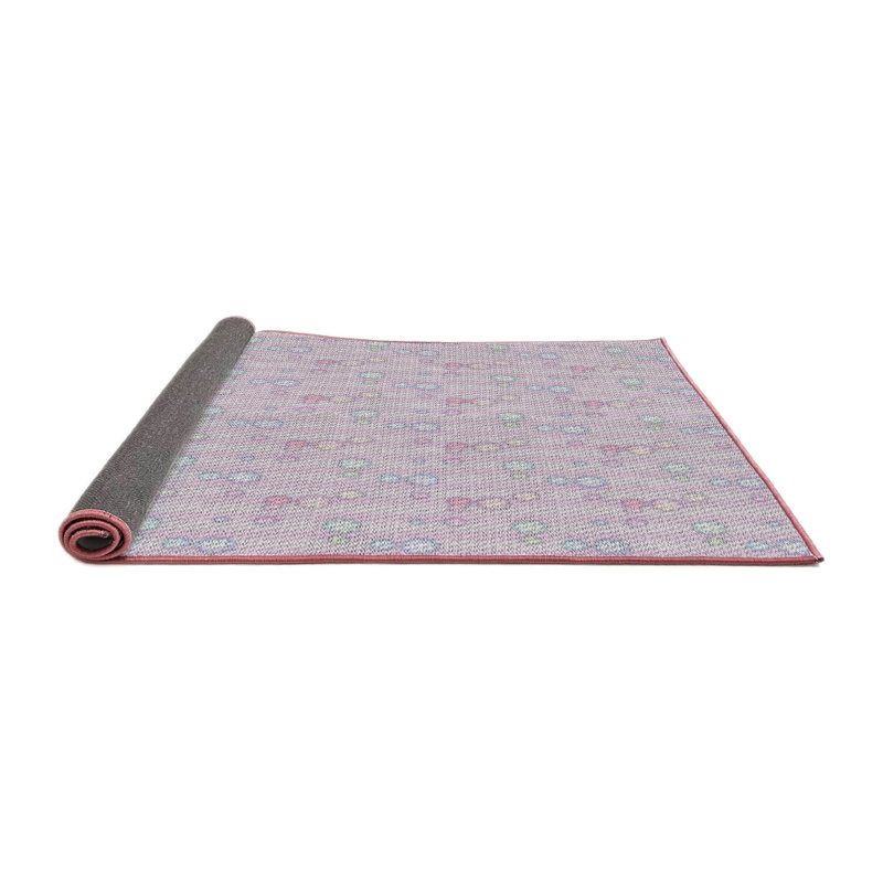 Tapis rose pâle tissé à la machine, Carré 7 pi