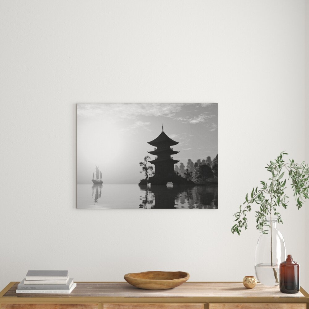 Leinwandbild „Chinesisches Haus am See 1 “, Fotodruck