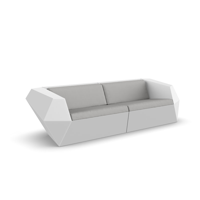 Faz 95.25" Wide Outdoor Patio Sofa with Cushions, Nautical Taupe, Ecru
