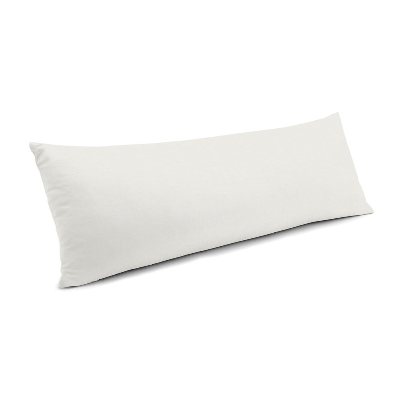 Pale Blue Linen Large Lumbar Pillow, Blue/Gray, 12" x 24", Down Blend