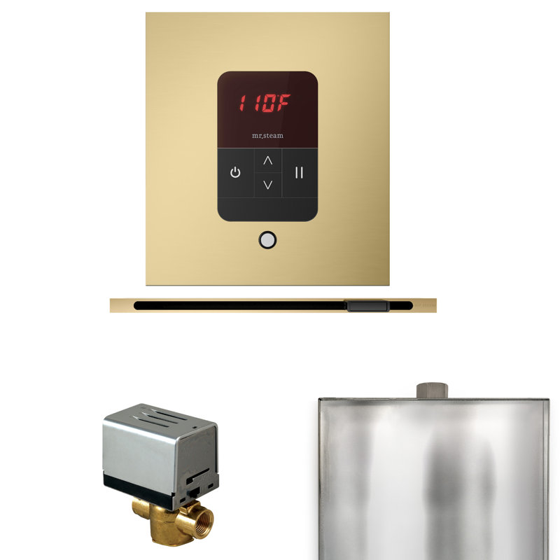 Ensemble de base de commande de douche à vapeur Butler avec commande carrée de l'iTempo et tête de vapeur linéaire en chrome poli