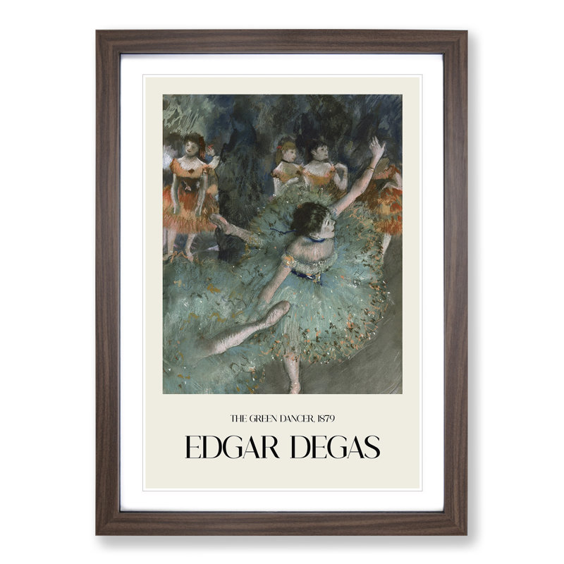 Green Ballet Ballerina Dancers by Edgar Degas - Single Picture Frame Print, 48cm H x 36cm W x 2cm D, Walnut Framed
