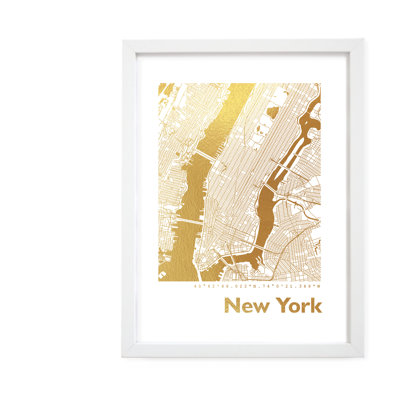 New York Map - Single Picture Frame Print