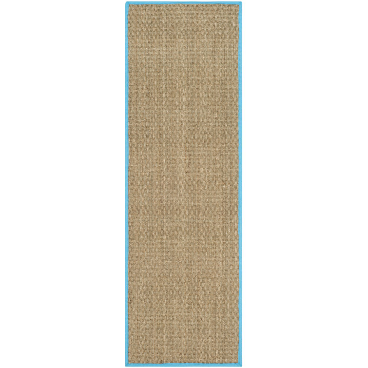 Auckland Bamboo Natural/Turquoise Area Rug
