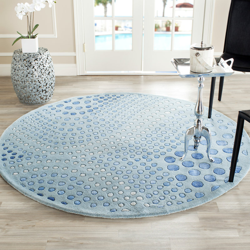 Candelo Hand Tufted Wool And Viscose Abstract Rug, Round 6'