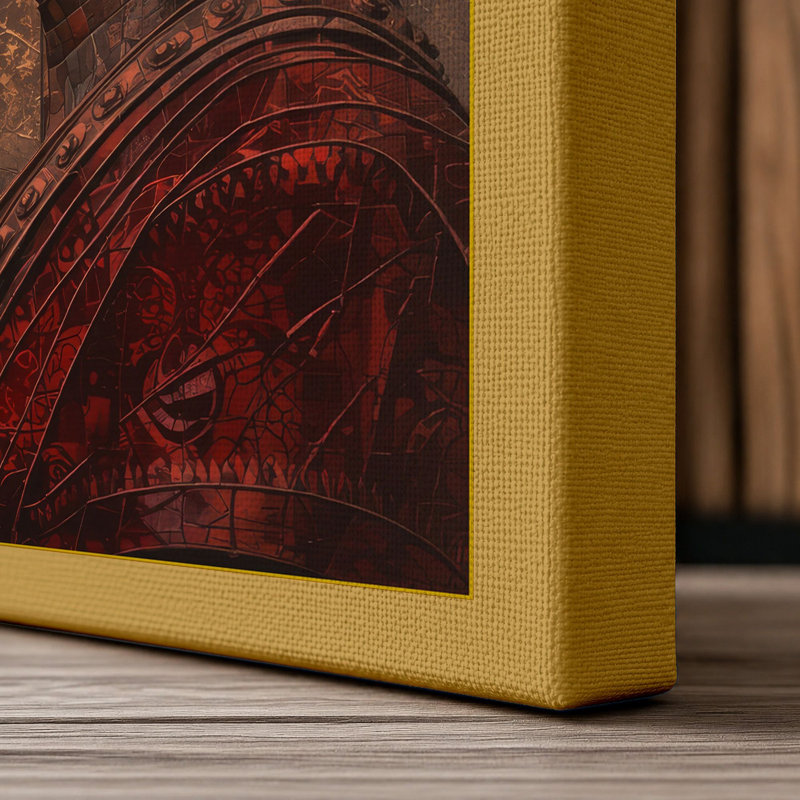 Buddha in Contemplation Japandi - Wrapped Canvas, 36x24 - 91.4 x 61.0 cm, Ochre Border