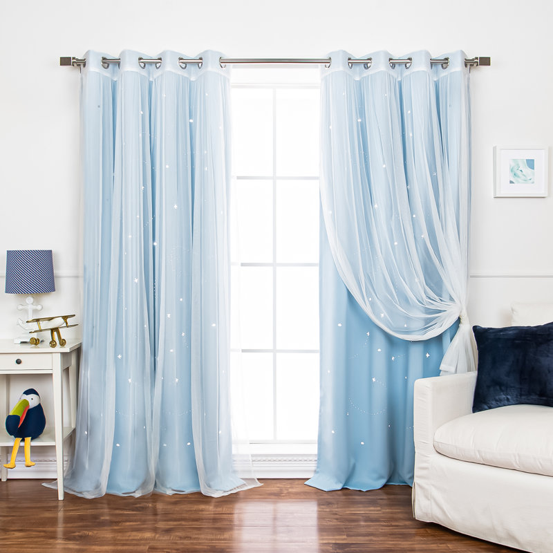 Rideau occultant en polyester, Bleu ciel