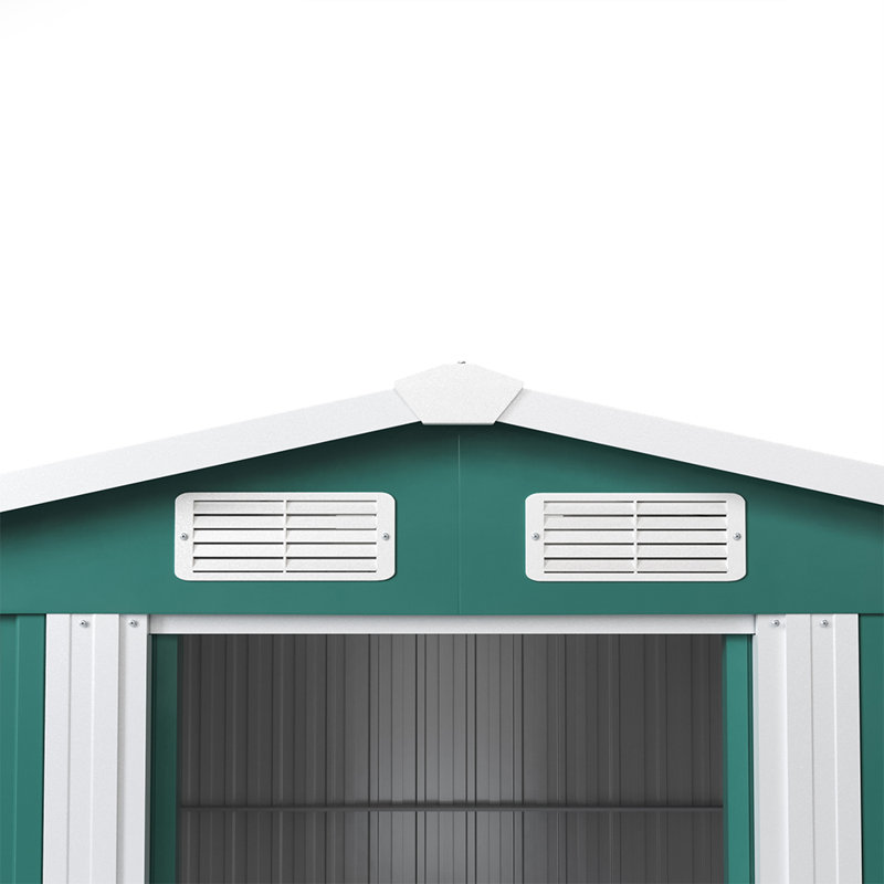 Ajnag 8ft. W x 8ft. D Metal Tool Shed, Dark Green