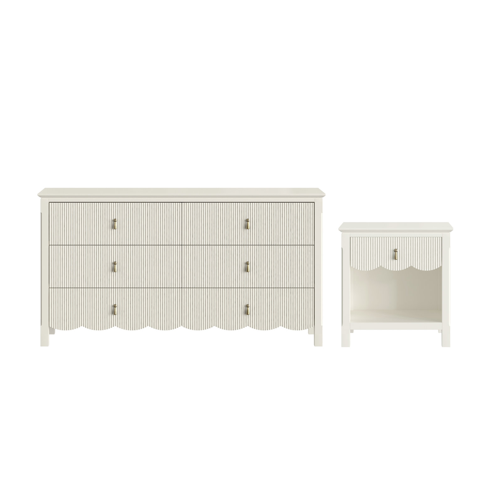Sofia 1 - Drawer Nightstand And 6 - Drawer Dresser, Cream