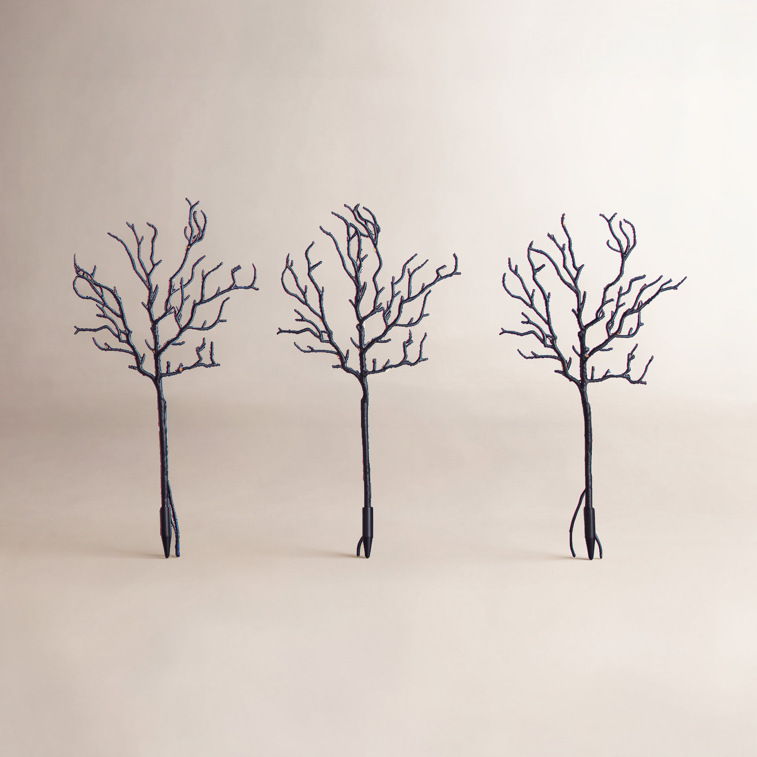 14" Pre-Lit Halloween Black Twig Branch Set
