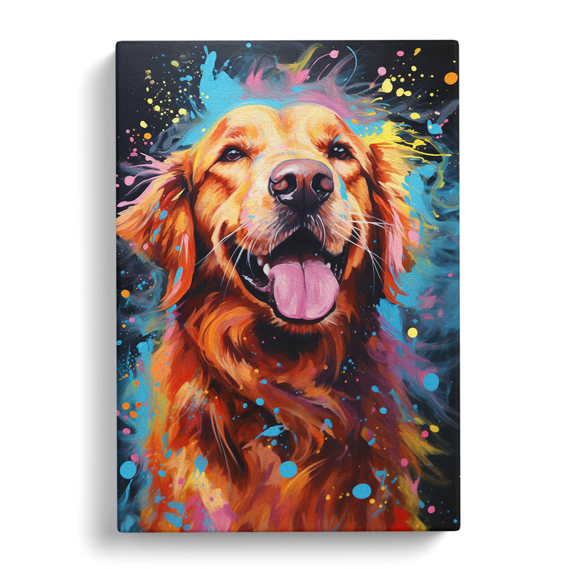 Golden Retriever Action - Wrapped Canvas, 60cm H x 40cm W x 3cm D