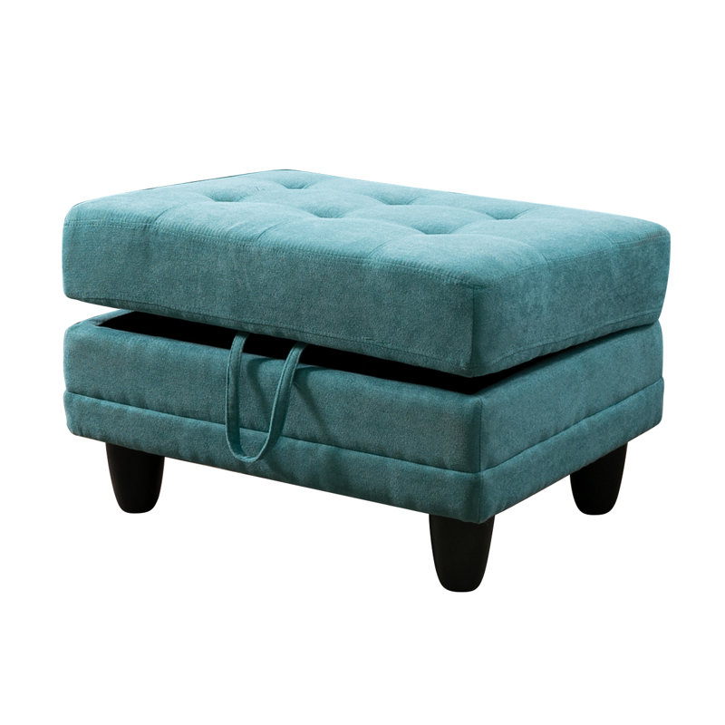 Repose-pieds en lin avec rangement de 28,5 po, Vert