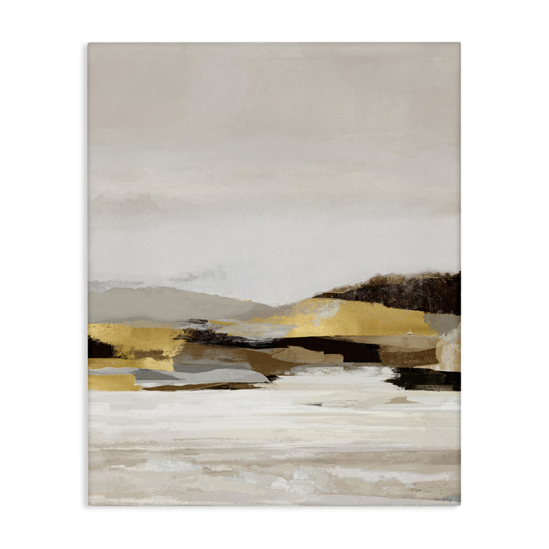 Art mural sur toile avec paysage jaune en sourdine, design par Amber Sterling, H 20 po x l 16 po