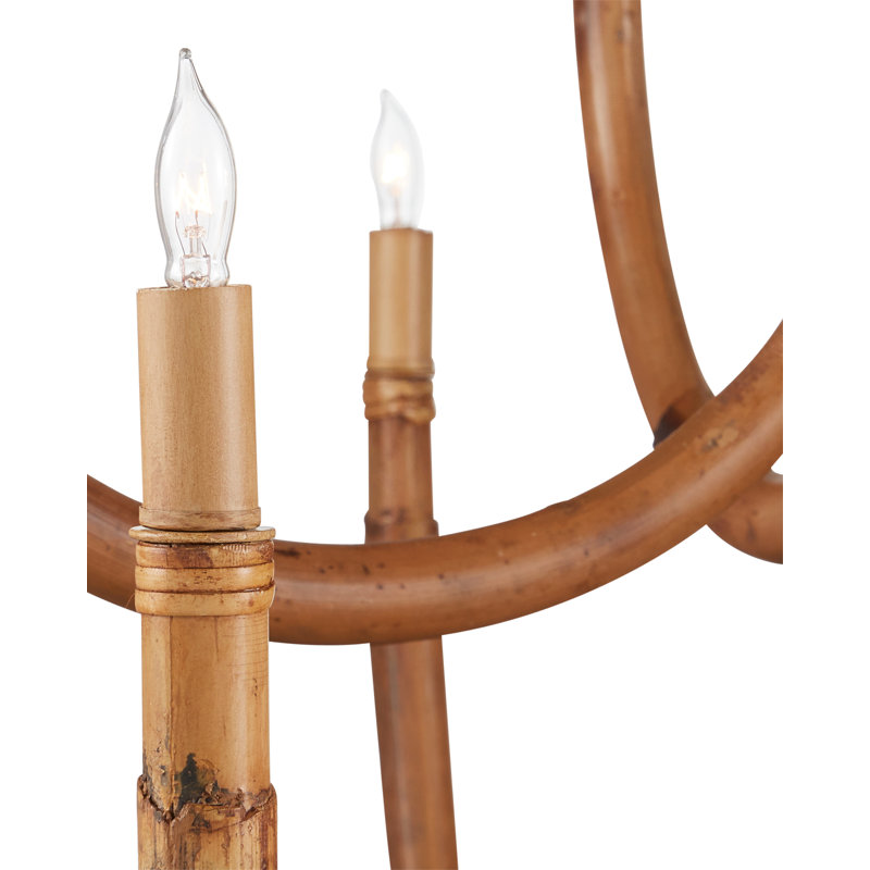 Samsara 12 - Light Wrought Iron/Rattan Chandelier