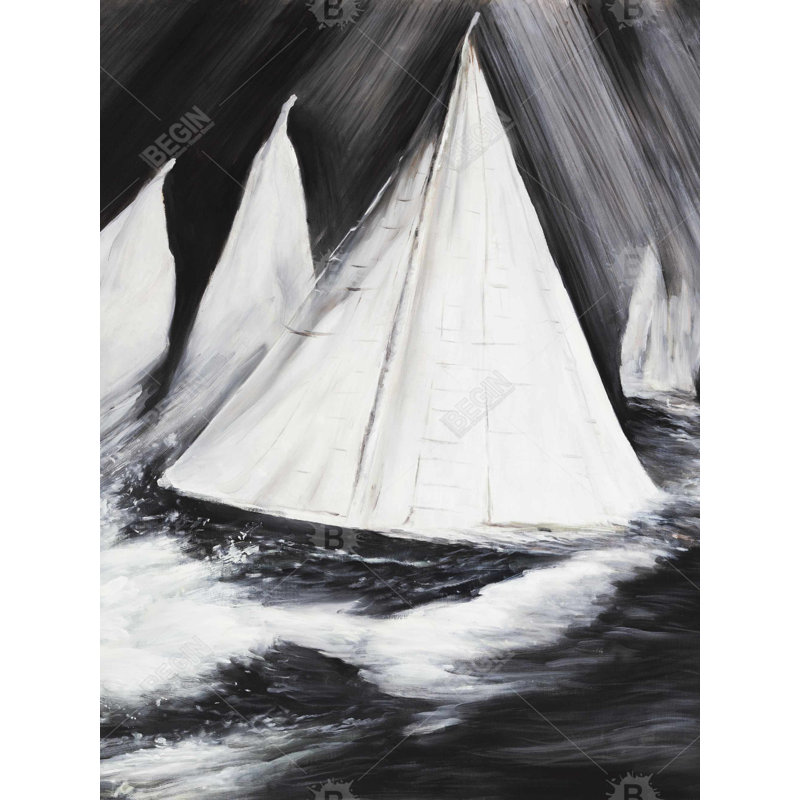 Housse de couette bateaux en niveaux de gris | Décor de bateau blanc