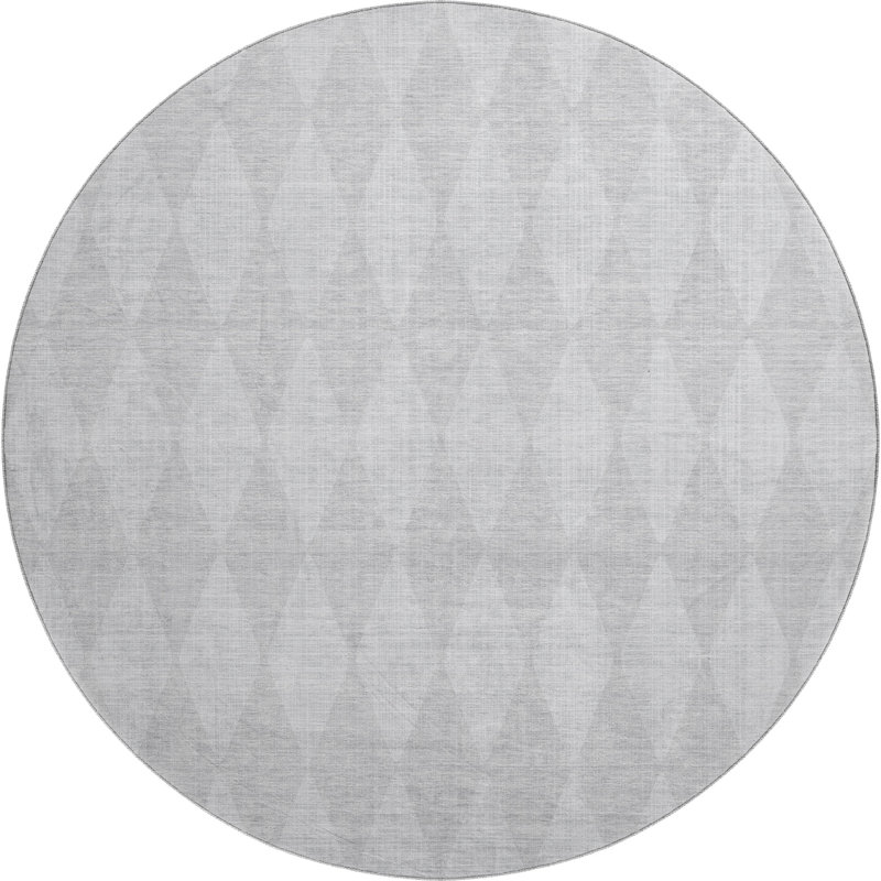 Premium Machine Washable Cerrito AMF578 Pewter Rug, Round 8'