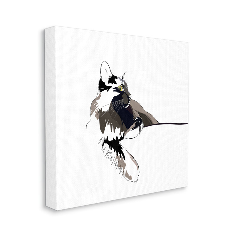 «Au-845», toile «Minimal Cat Lounging Pet Portrait on Canvas» par Emily Kalina, peinture, H 36 po x l 36 po x P 1,5 po