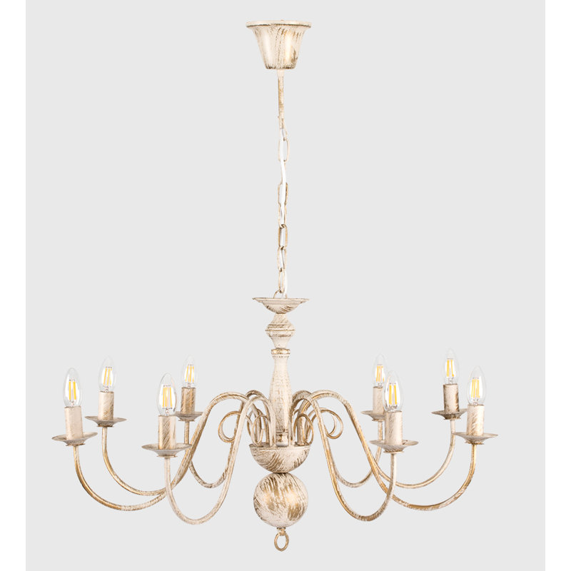Margarita 8 - Light Candle Style Chandelier, 3000k, Distressed White