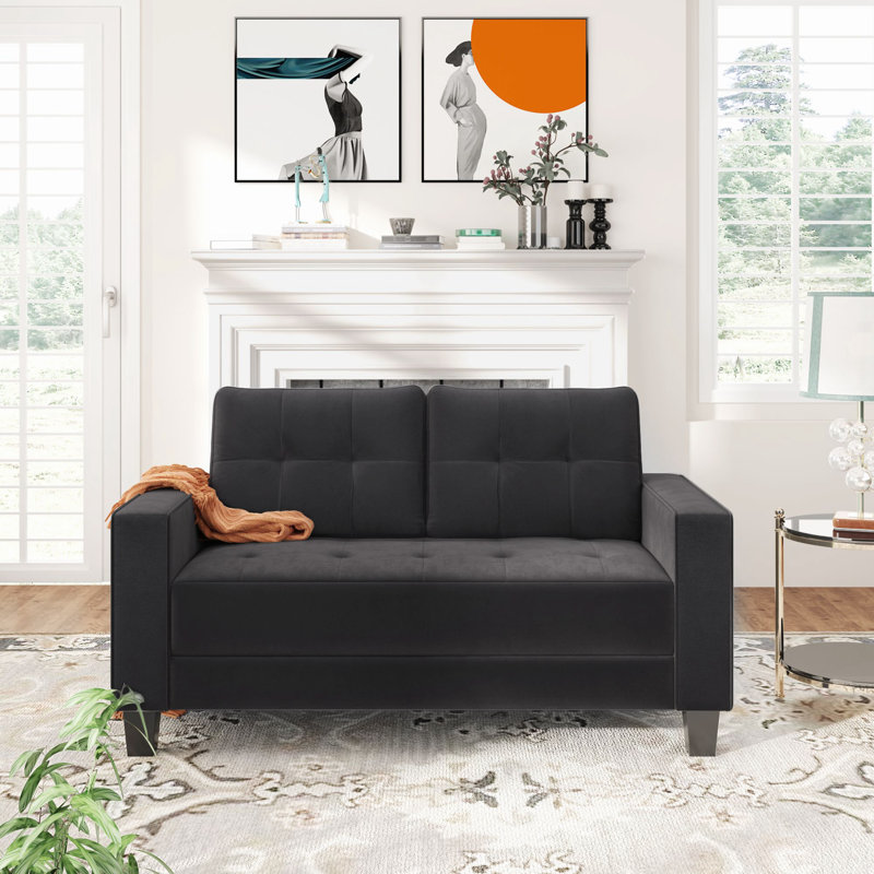 Causeuse 60,63 po, Velours noir