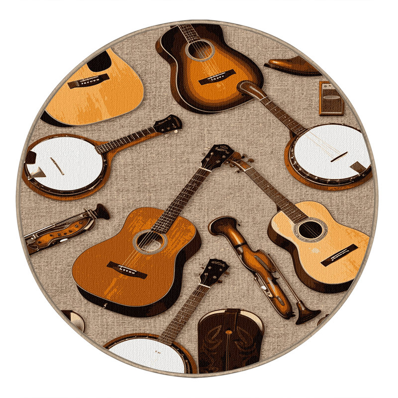  Tapis lavable Country and Western Instruments, Rond 4 pi